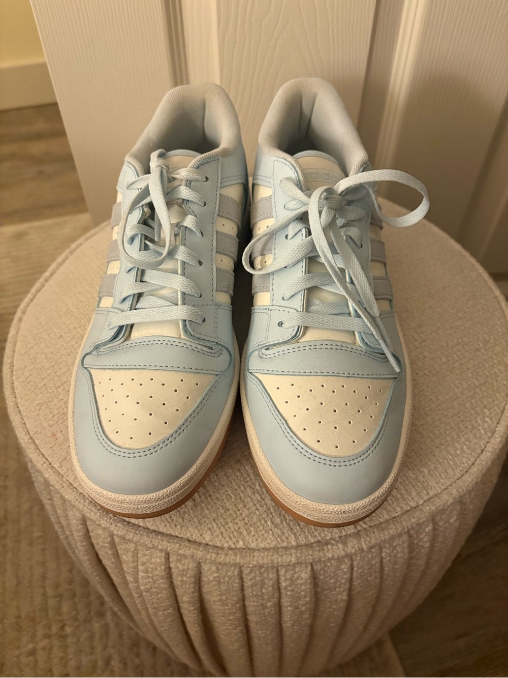Light blue and white adidas women’s sneakers